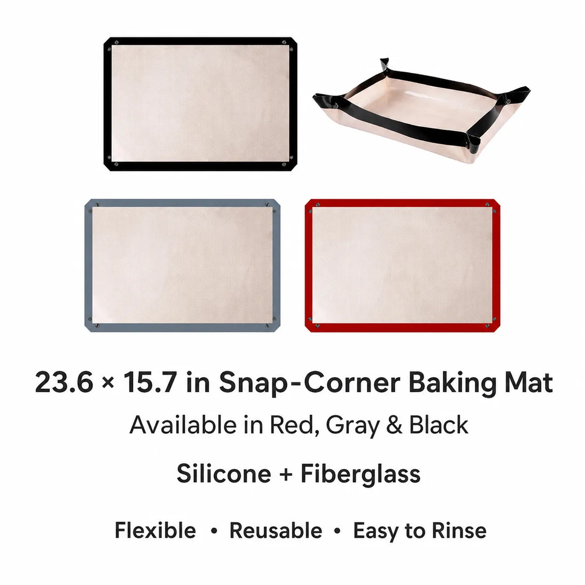 Snap-corner baking mat size 23.6 by 15.7 inches