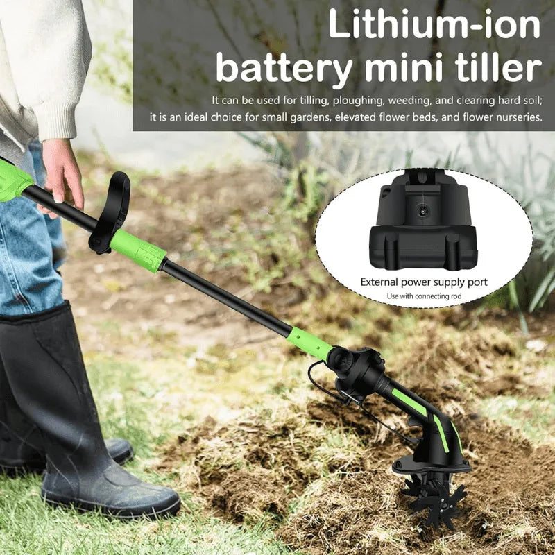 Cordless tiller battery and power details