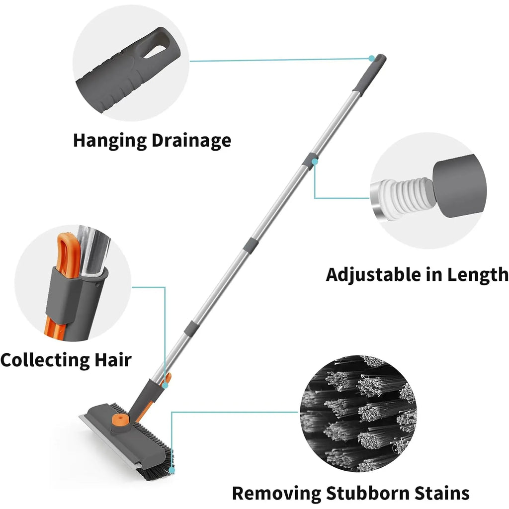 3-in-1 Rotating Floor Scrub Brush with Squeegee