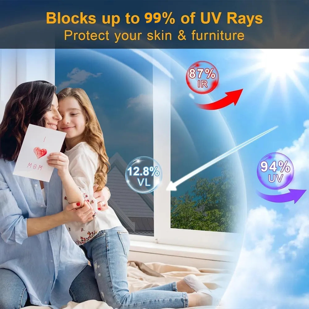 ☀️ One-Way Mirror Window Film – Heat Control & UV Protection