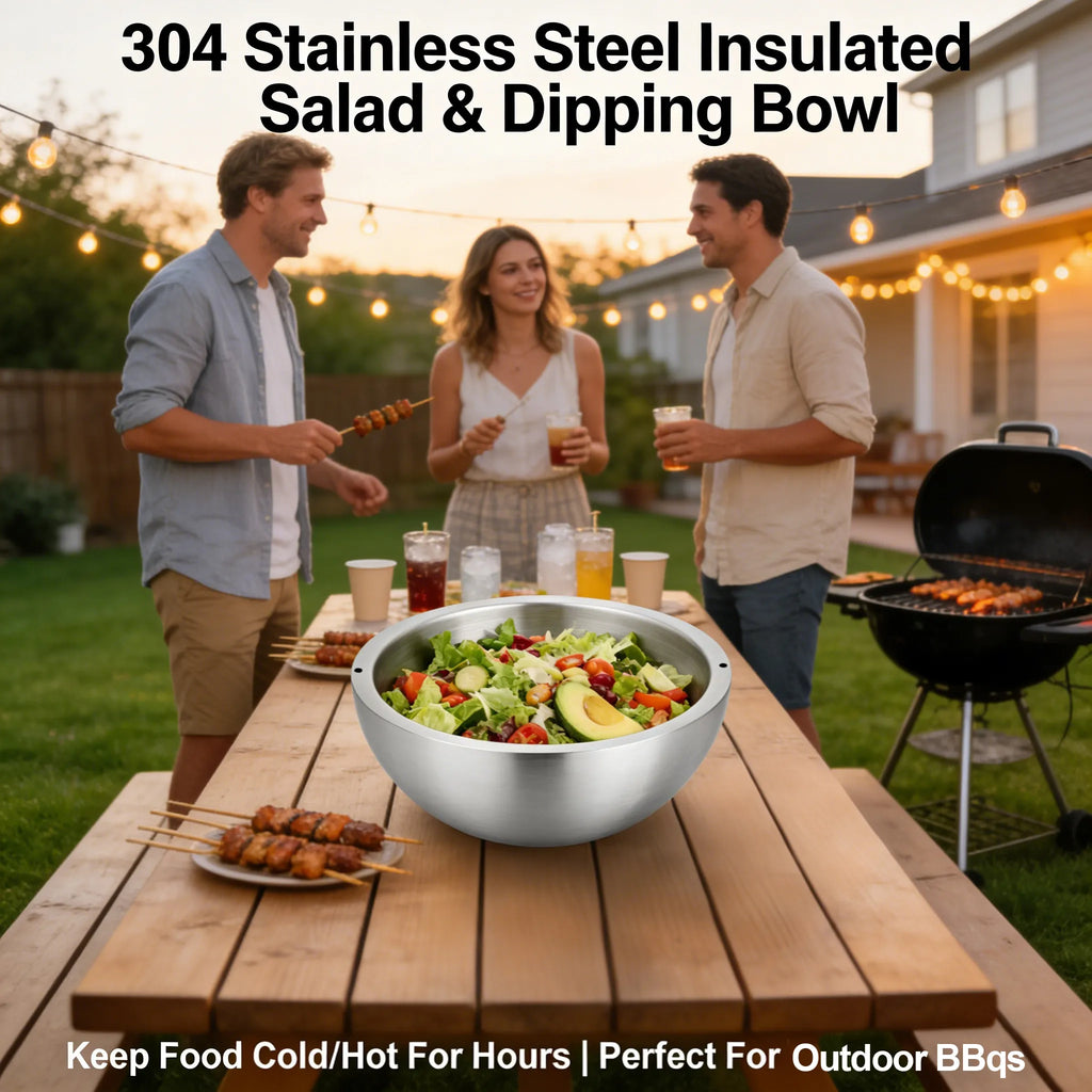 🥗 304 Stainless Steel Salad & Dipping Bowl