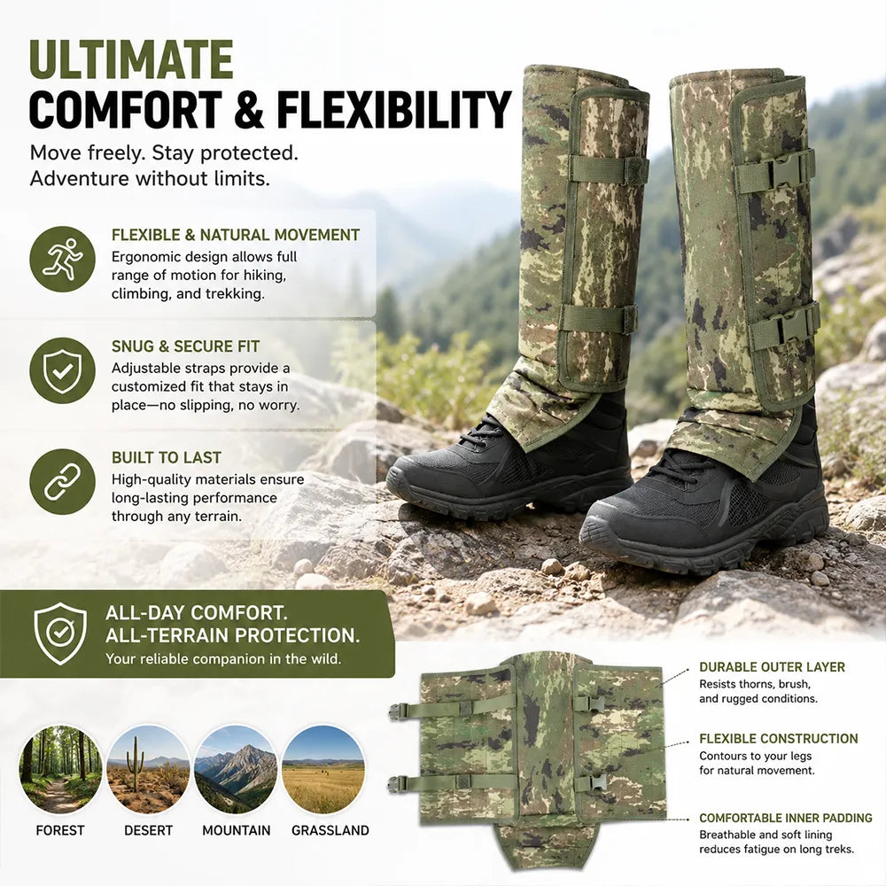 🐍 Hunting Snake Gaiters — Durable, Unisex Protection for Your Calves