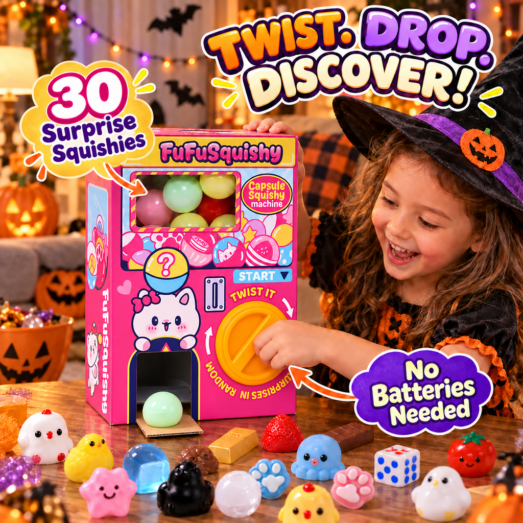 Halloween squishy surprise capsule machine with 30 mini squishies