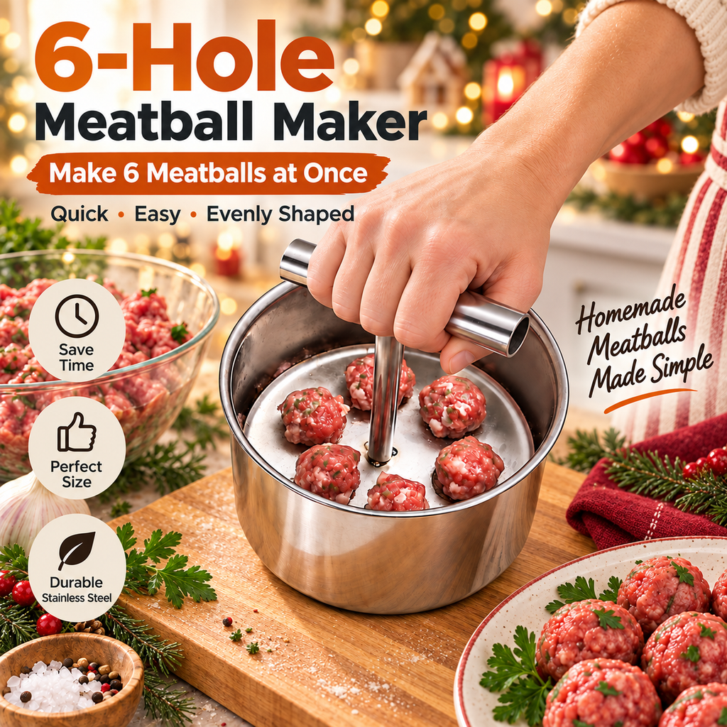 6-Hole Stainless Steel Meatball Maker – Holiday Prep Made Easy