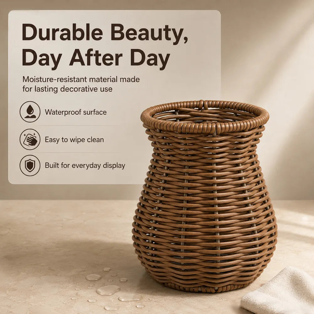 🌾Elegant Wicker Style Decorative Vase – Rustic Flower Display for Modern Home Décor