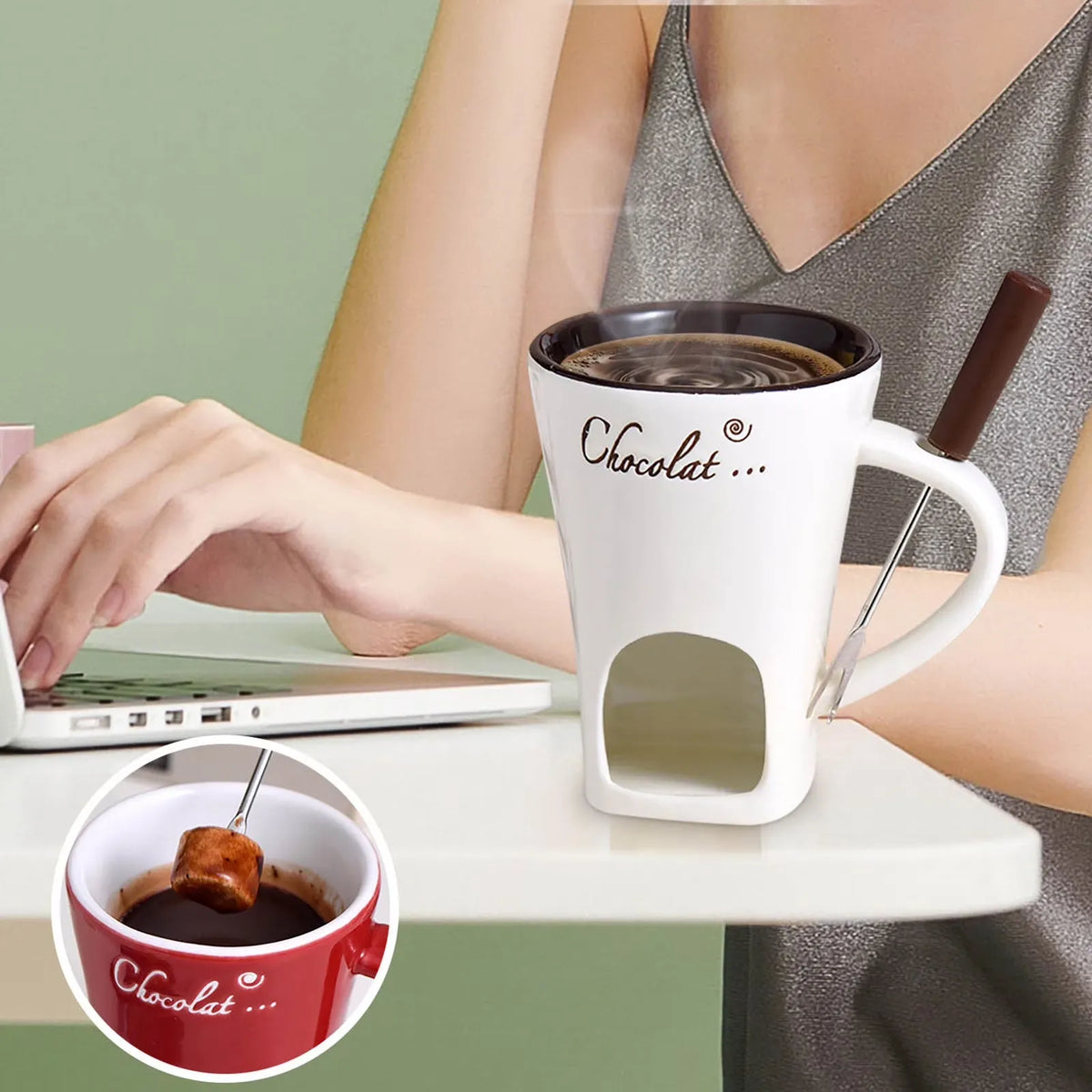 🍫 Chocolate Fondue Mug with Fork