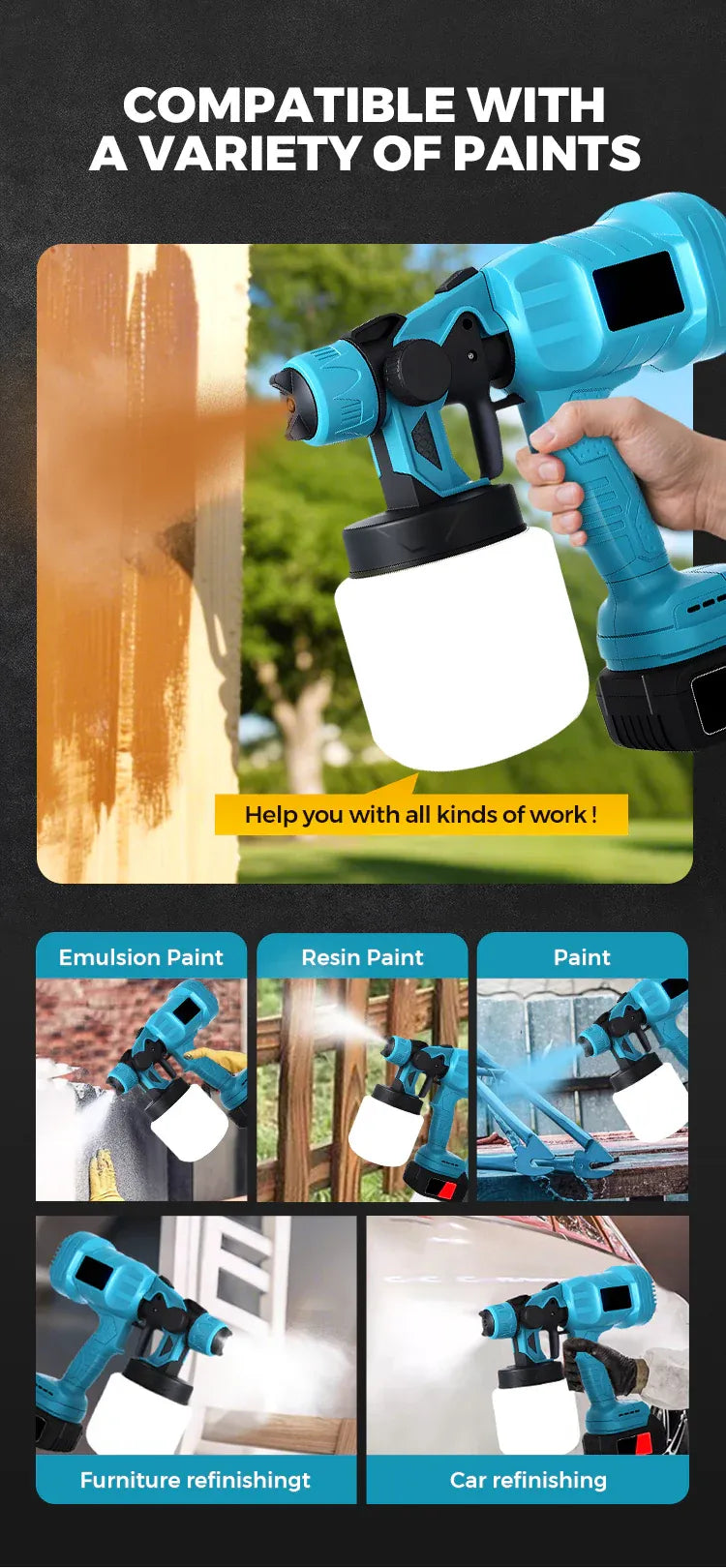 Mroace 21V Cordless HVLP Electric Paint Sprayer Kit