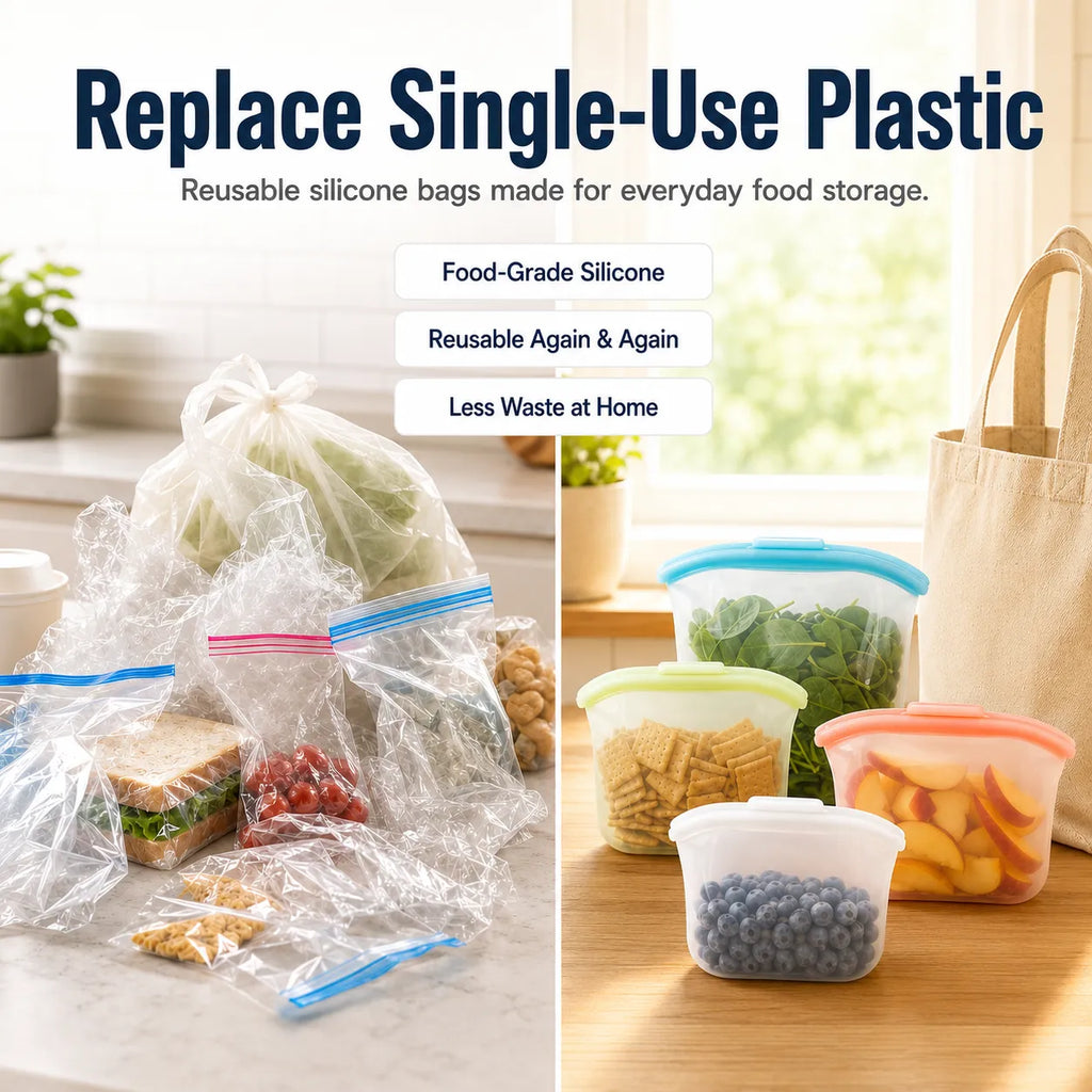 🏠Healthy silicone resealable storage bag🍴