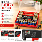 🔋 High-Capacity Battery Storage Box with Built-in Tester