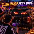 Animated LED car eyes at a Halloween vehicle meet