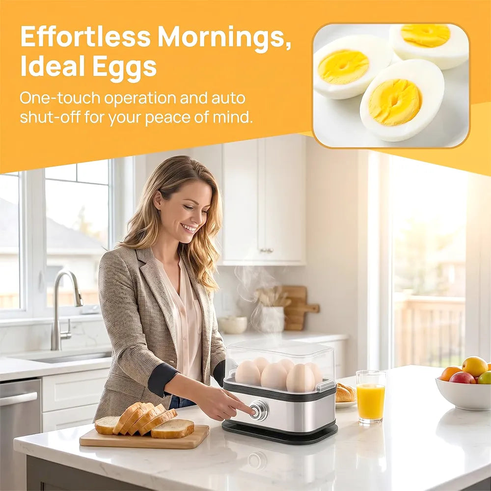 🥚 Fast 6-Egg Cooker – Quick Breakfast Egg Boiler & Steamer