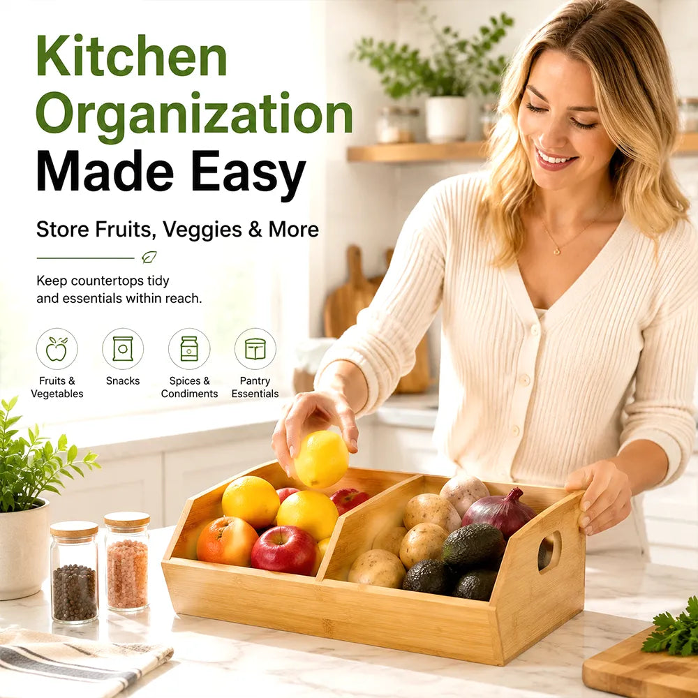 🌿 Bamboo Storage Boxes – Pantry & Kitchen Organizers