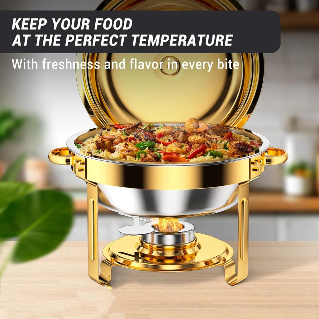 ✨ 5QT Round Stainless Steel Chafing Dish Set