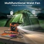 🔥 Stay Cool Anywhere – 5-in-1 Wearable Turbo Fan with Power Bank & LED
