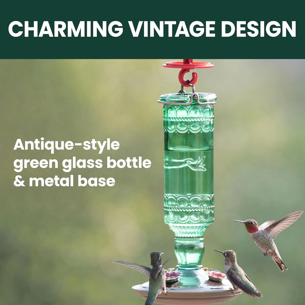 🕊️ Vintage Glass Hummingbird Feeder