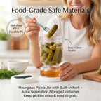 🥗Hourglass Pickle Jar with Built-In Fork – Juice Separation Storage Container