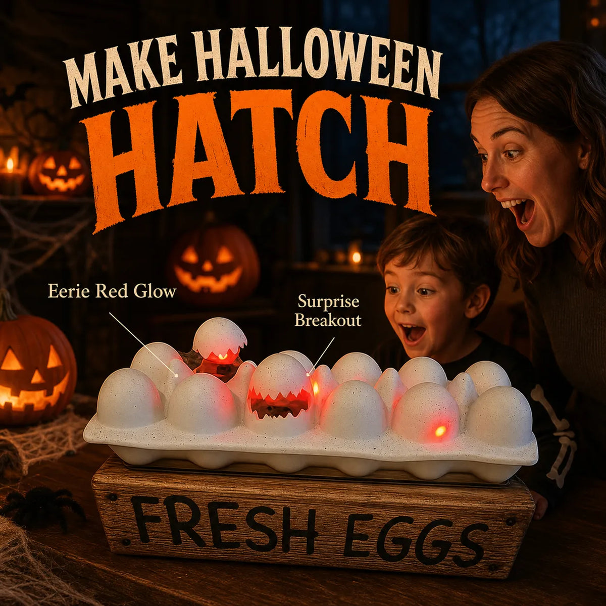 Glowing Zombie Chick Egg Tray Halloween Decoration