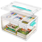 🎨 Transparent Craft Storage Organizer Box with Removable Tray & Dividers