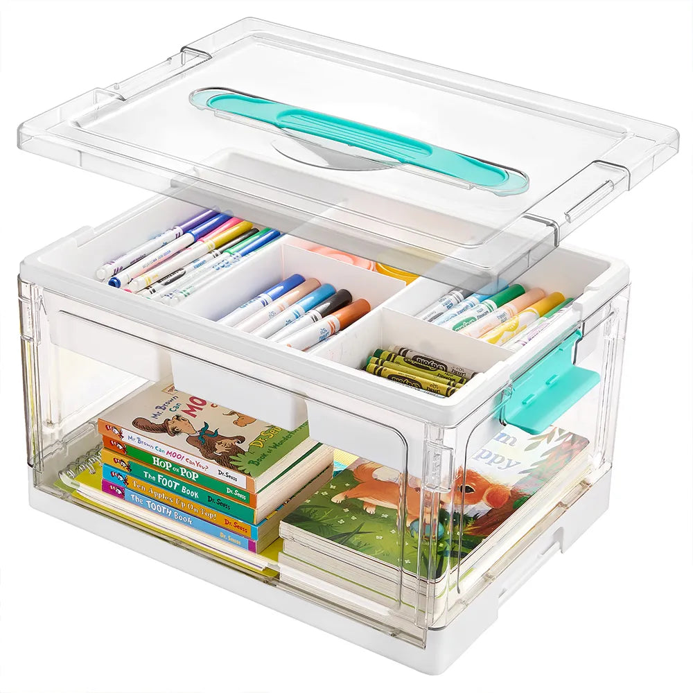 🎨 Transparent Craft Storage Organizer Box with Removable Tray & Dividers