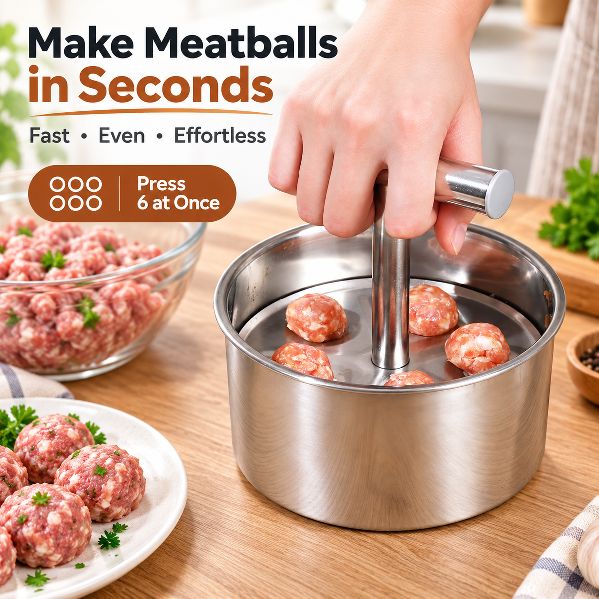 6-Hole Stainless Steel Meatball Maker – Holiday Prep Made Easy