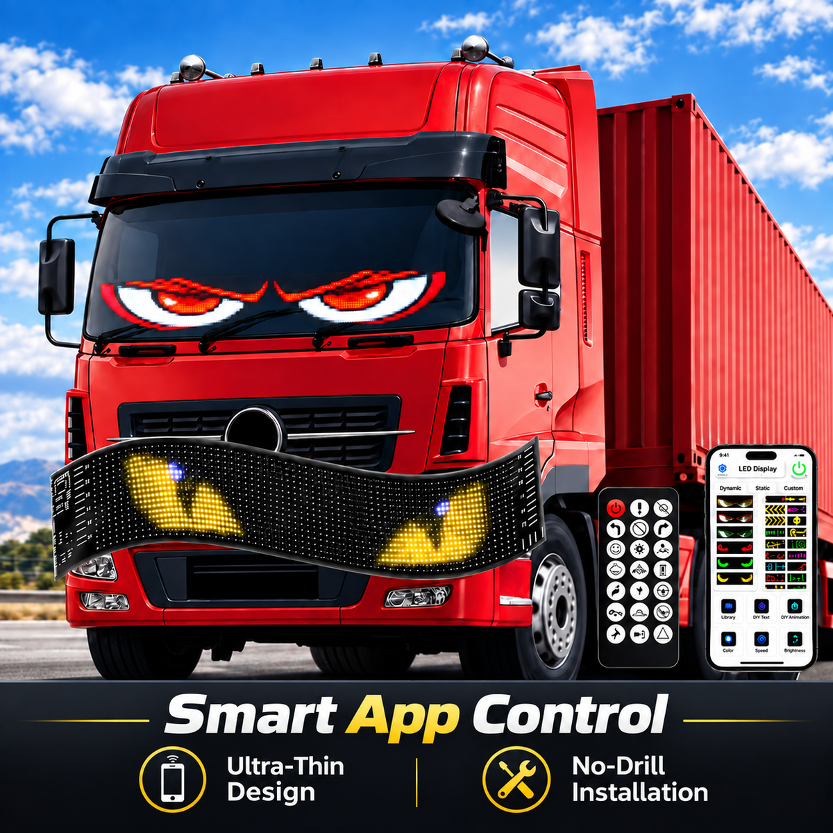 Smart app control for flexible LED car eye display