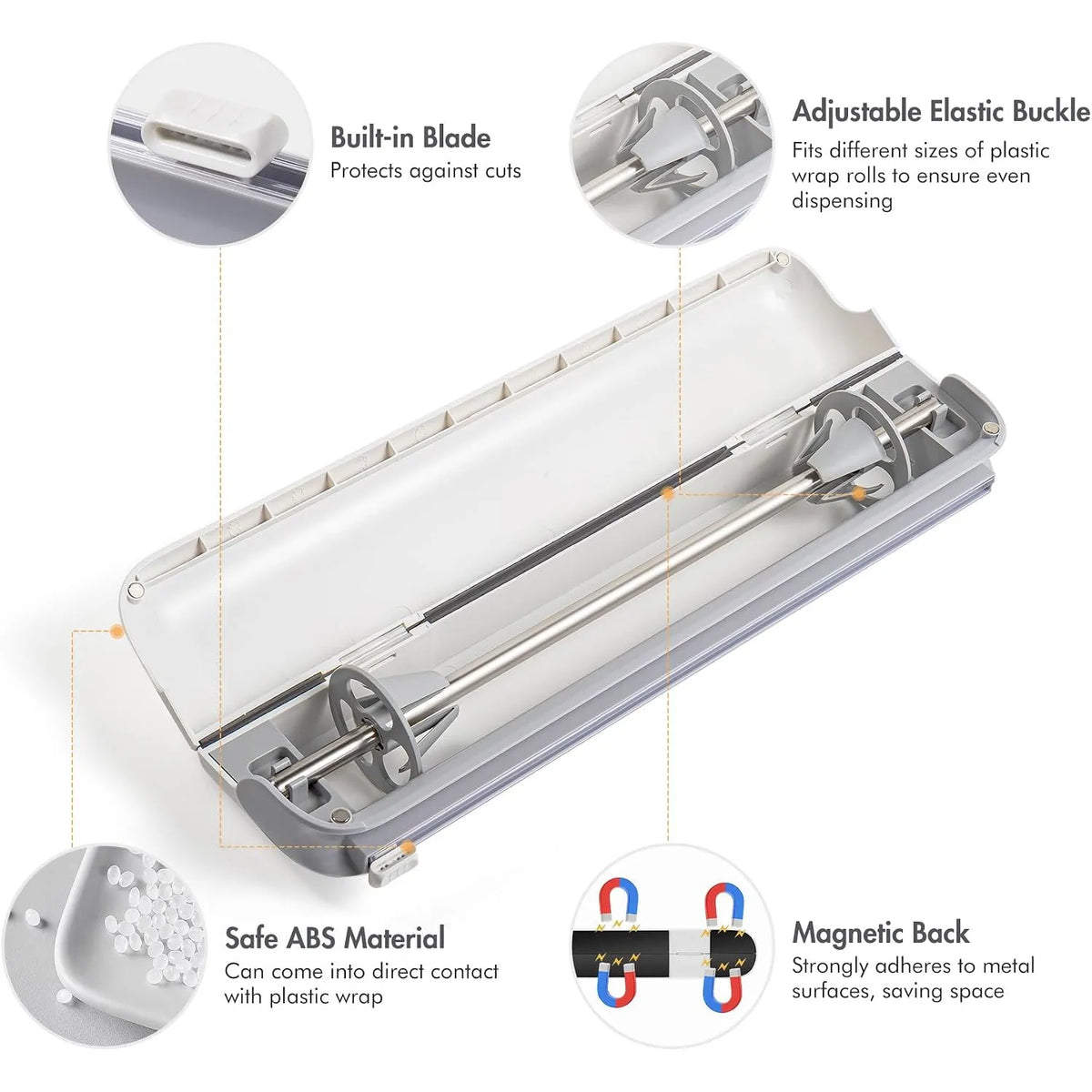 Wrap cutter slider and adjustable roll supports