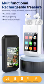 Wireless Earbuds with 2.8" Touchscreen & Power Bank – Music, Power & Entertainment in One