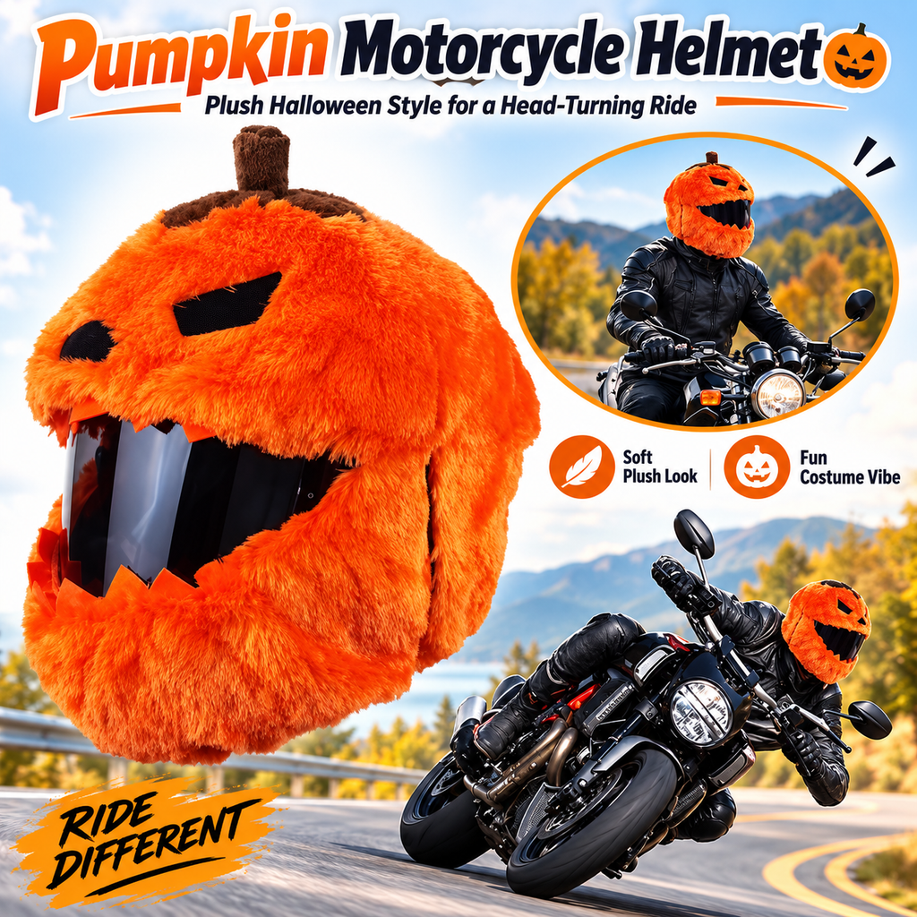 Festive Plush Motorcycle Helmet Covers – Santa & Pumpkin