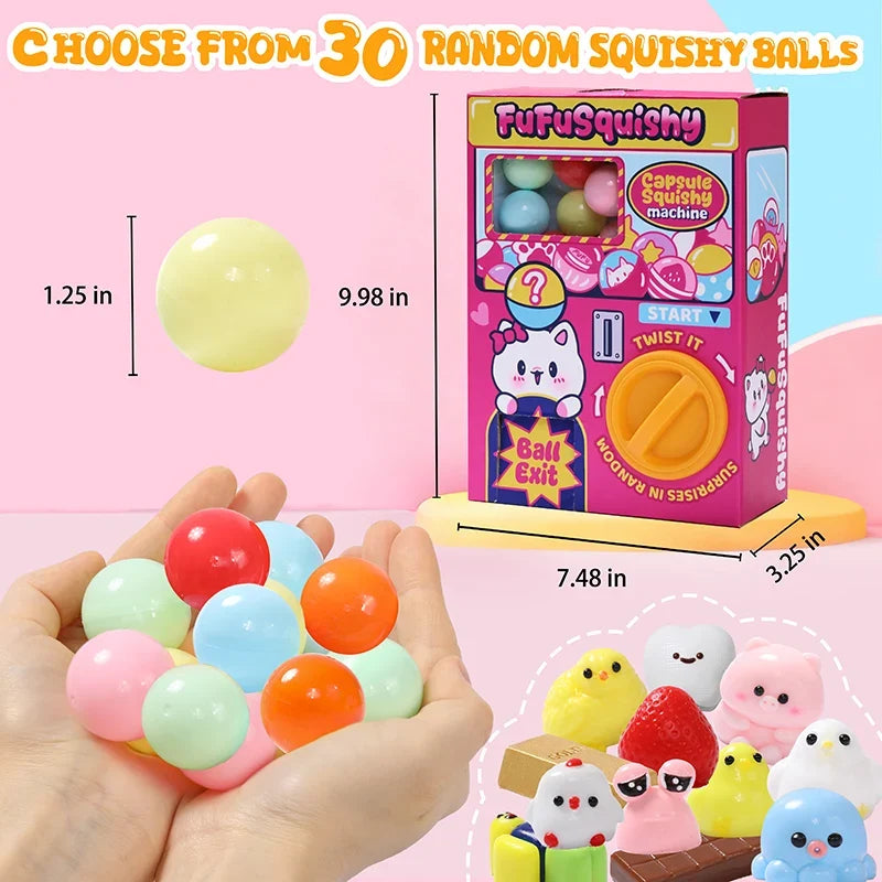 Squishy capsule machine dimensions and 30-piece set