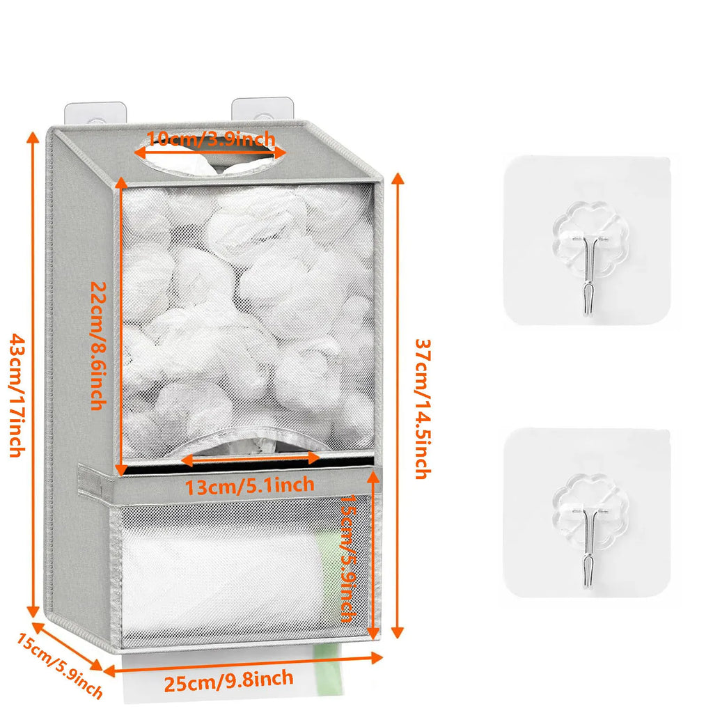 🛍️2-in-1 Hanging Storage Organizer — Large Capacity Plastic Bag & Trash Bag Dispenser