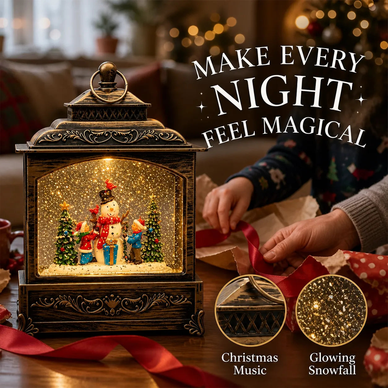 Christmas Musical Swirling Snow Lantern