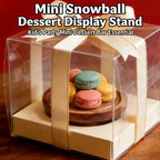 🍰 Mini Snowball Dessert Display – Elegant Wood & Glass Cake Stand