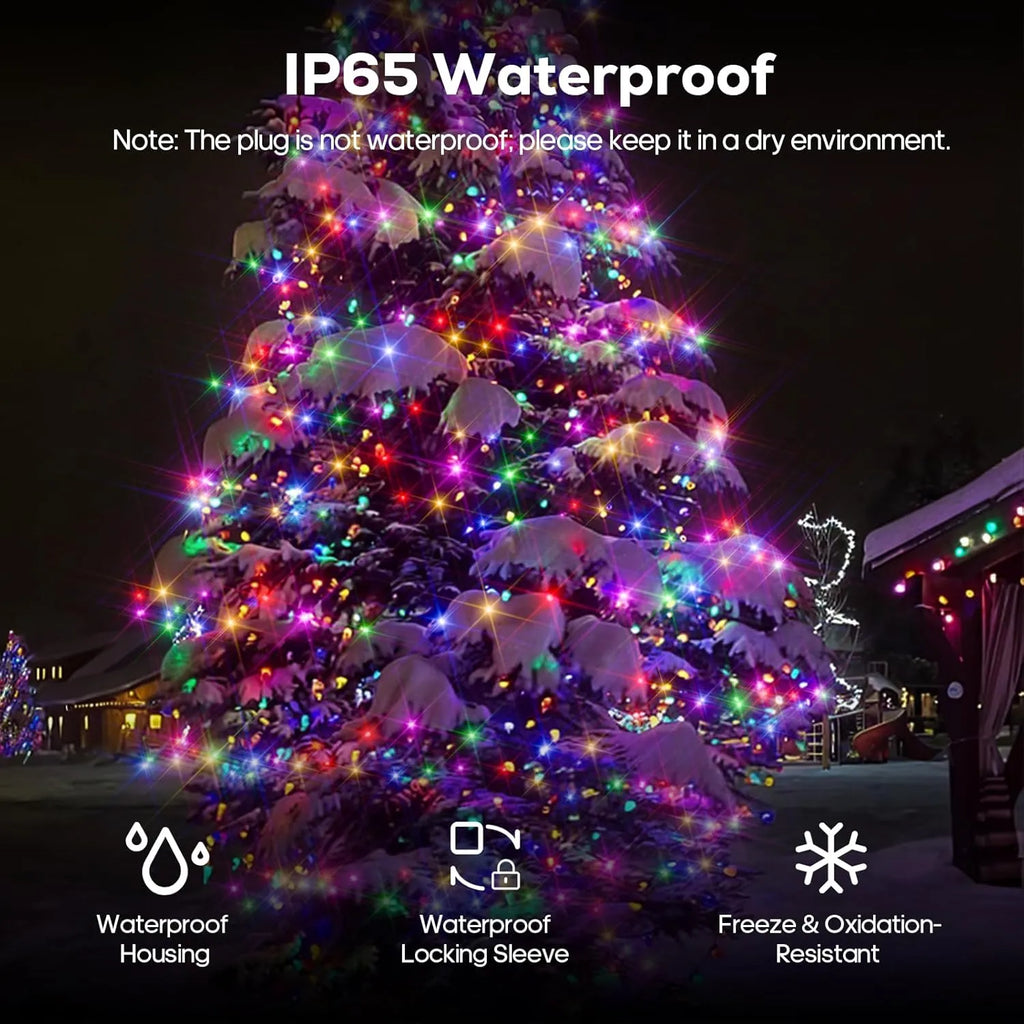🎄 600 LED Christmas Fairy String Lights & ICY Glass Drop Ornaments