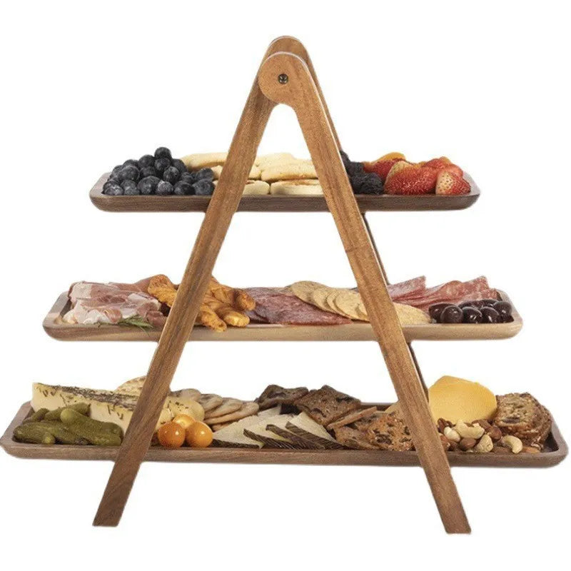 🌿 Wooden three-tiered tray stand