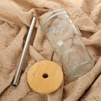 Premium Mason Glass Cup with Straw