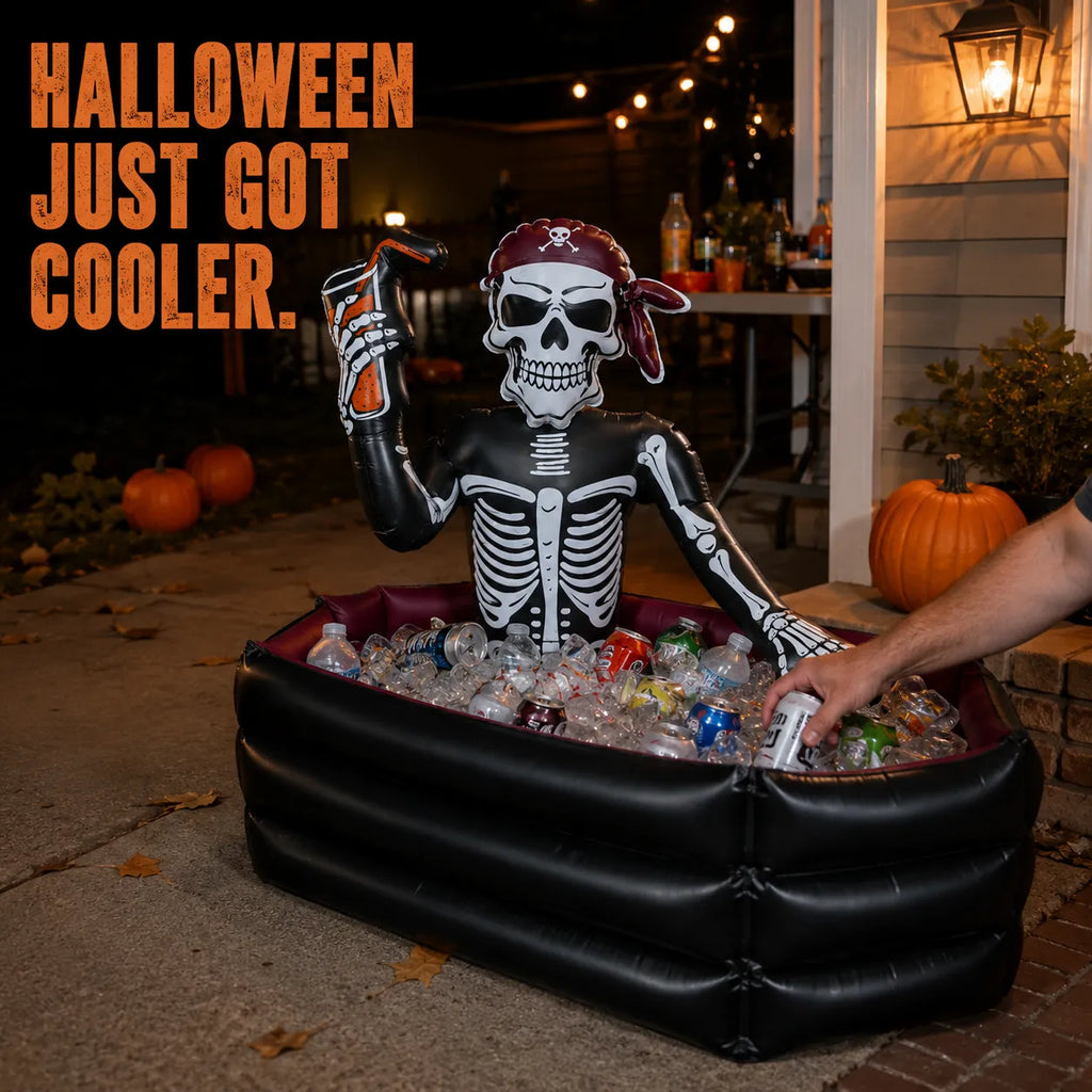 40-Gallon Inflatable Pirate Skeleton Cooler for Halloween