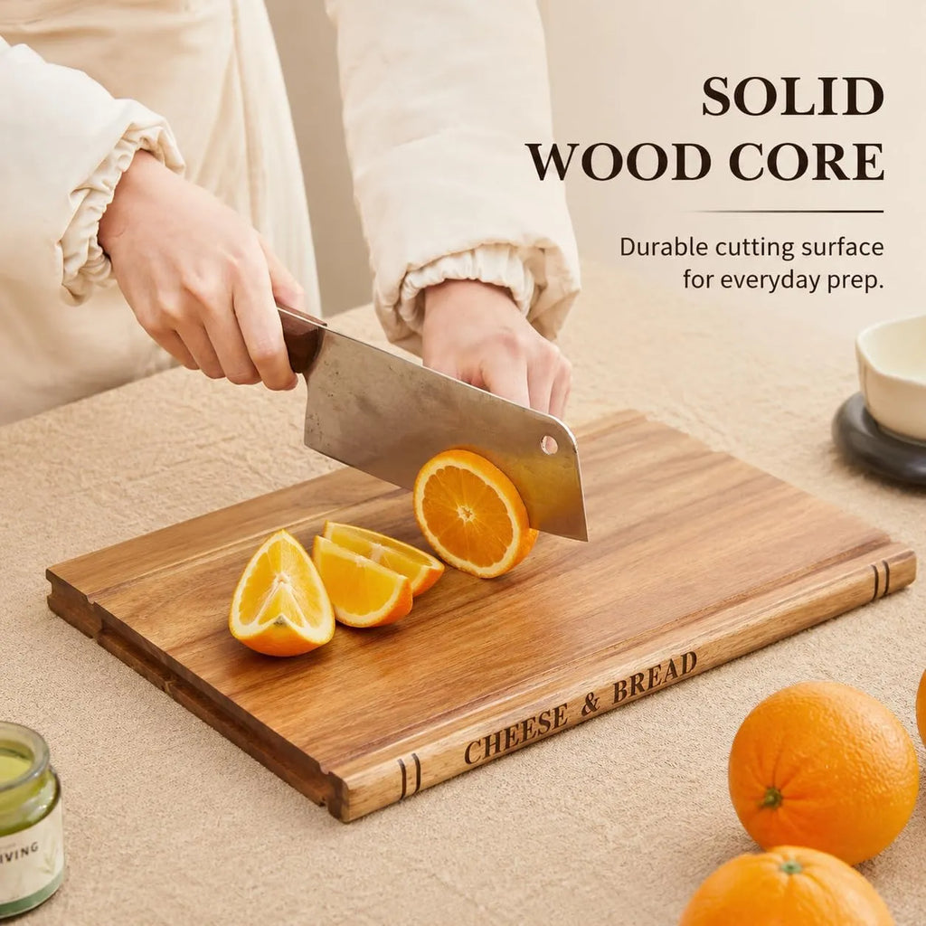 Book-Style Solid Wood Cutting Board Set with Stand