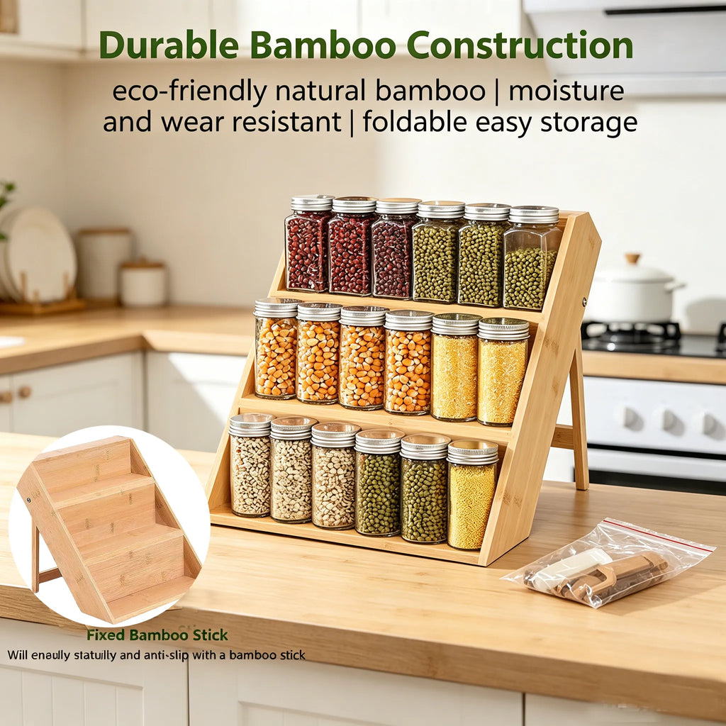 🧂 Bamboo 3-Tier Spice Rack