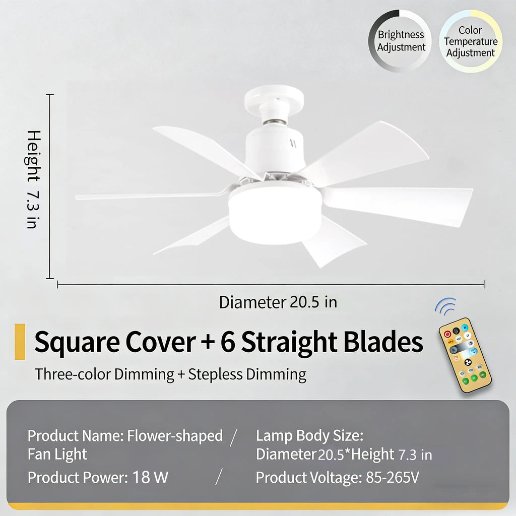 💡 E27 Screw-Base Silent Mini Fan Light,Remote Control