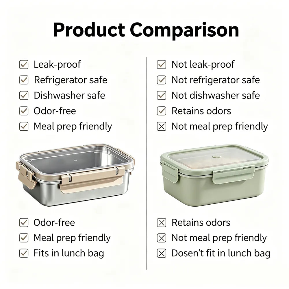 🍱Stainless Steel Leak-Proof Food Storage Container with Lid-2 Pcs