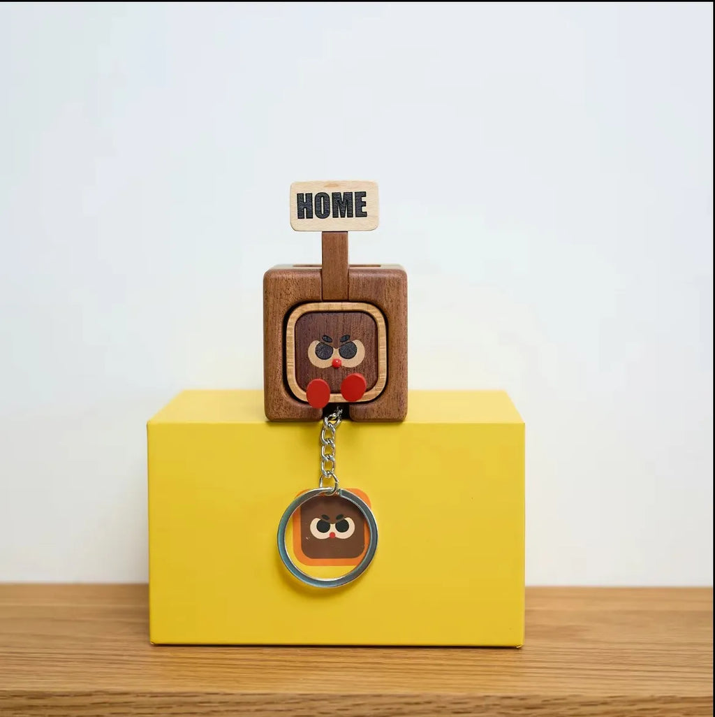 🏡 Home Tag Keychain Set — Solid Wood Key Holder & Wall Mount Hook
