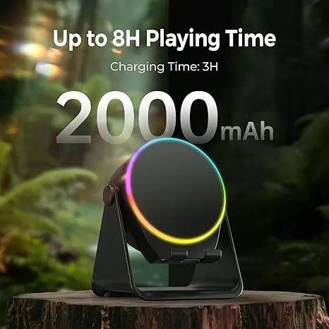 🔊 2-in-1 Wireless Induction Speaker & Adjustable Phone Stand with RGB Ambient Light