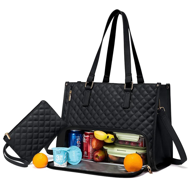 🖤Large capacity insulated handbag, can hold a laptop and lunchbox