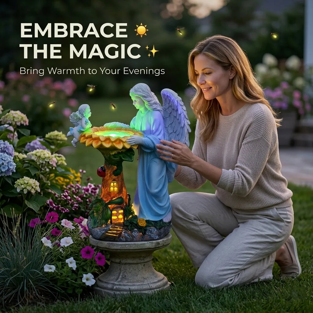 Solar Angel Garden Statue with Color-Changing Lights 👼