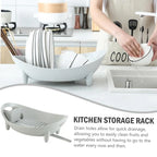 🍽️ Oval Dish Drying Rack with Utensil Holder