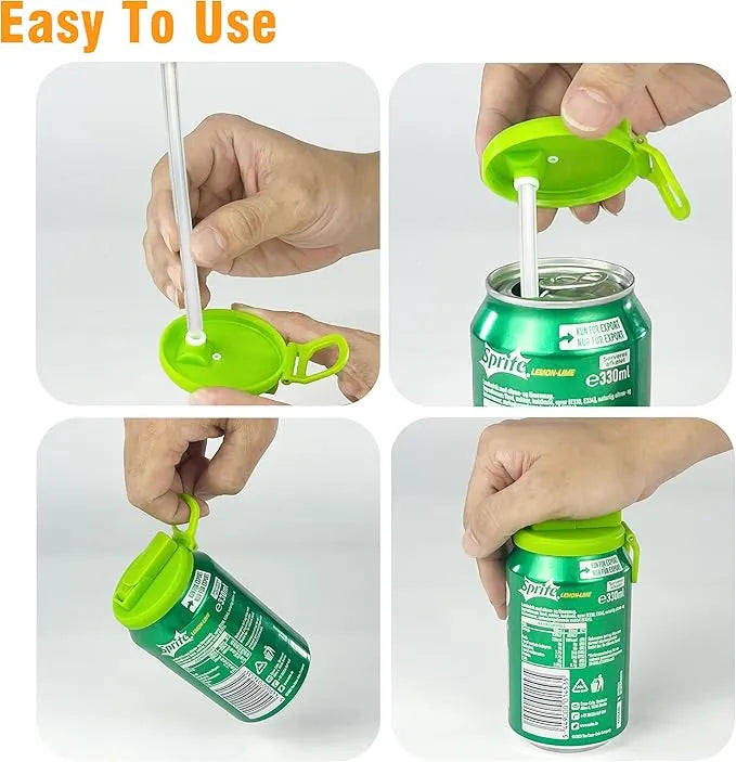 Silicone Straw Can Drink Lid, BPA Free, Reusable