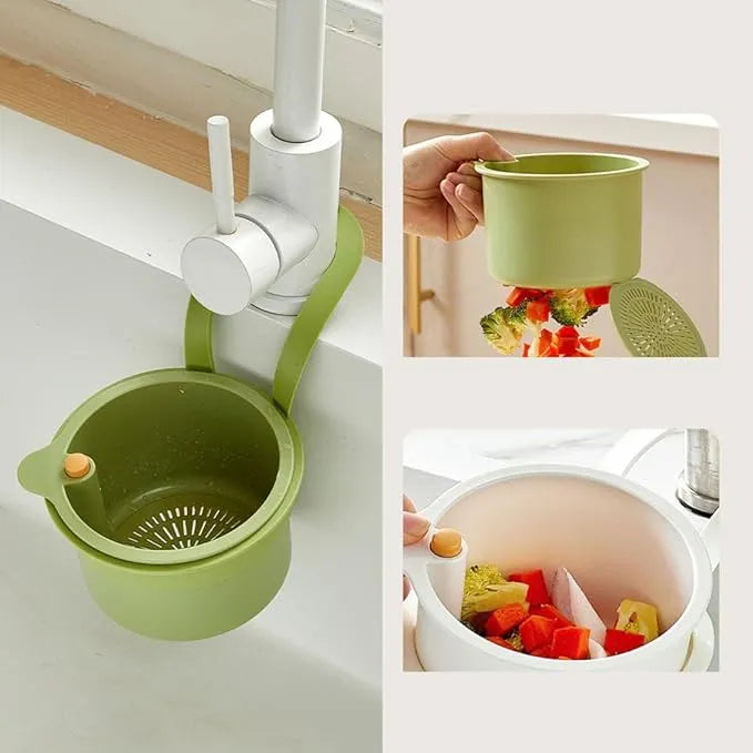 Hanging Sink Drain Basket with Bottom Release – Multi-Purpose Kitchen Strainer for Leftovers, Fruits, Tea & Cleaning Tools