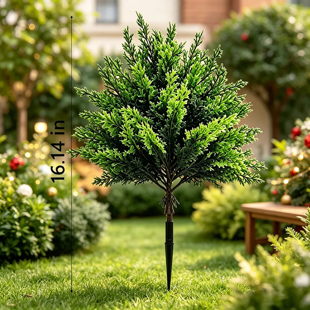 🌲 Artificial Evergreen Pine Tree Décor Kit with Ground Stakes-16.14in