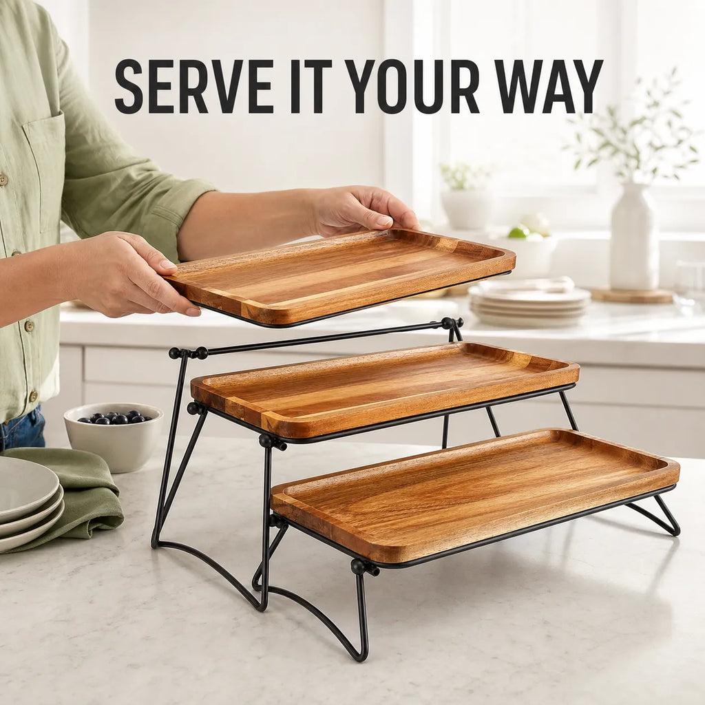 3-Tier Acacia Wood Cupcake & Serving Stand