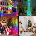 Christmas cone tree lights with star toppers